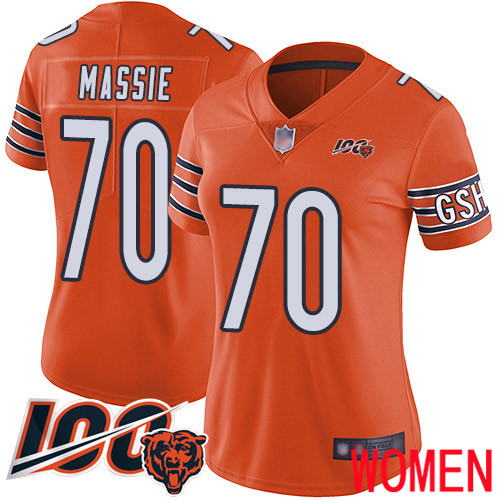 Chicago Bears Limited Orange Women Bobby Massie Alternate Jersey NFL Football #70 100th Season->youth nfl jersey->Youth Jersey